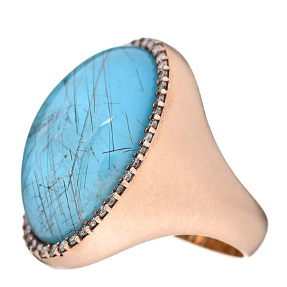 Roberto Coin 18K Rose Gold Brown Diamond Blue Rutilated Quartz Cocktail Ring 53 6.25 3 of 5