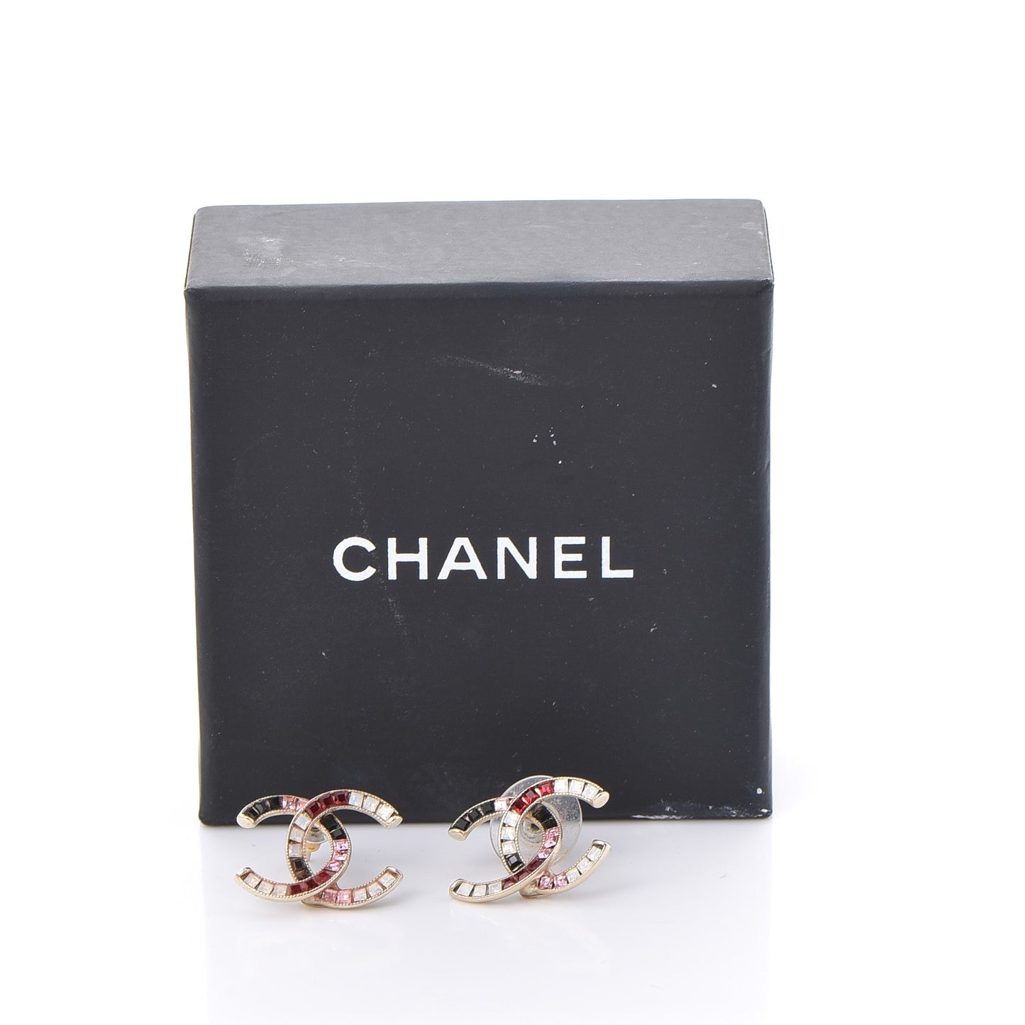 Crystal Baguette CC Earrings Gold Multicolor