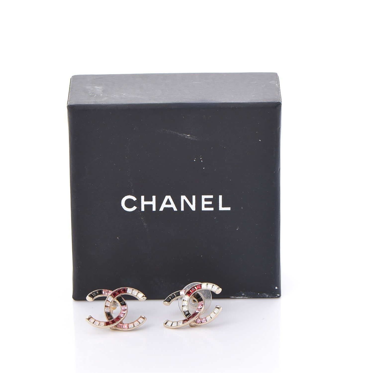 Chanel Crystal Baguette CC Earrings Gold Multicolor 6 of 6