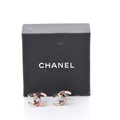 Chanel Crystal Baguette CC Earrings Gold Multicolor 6 of 6