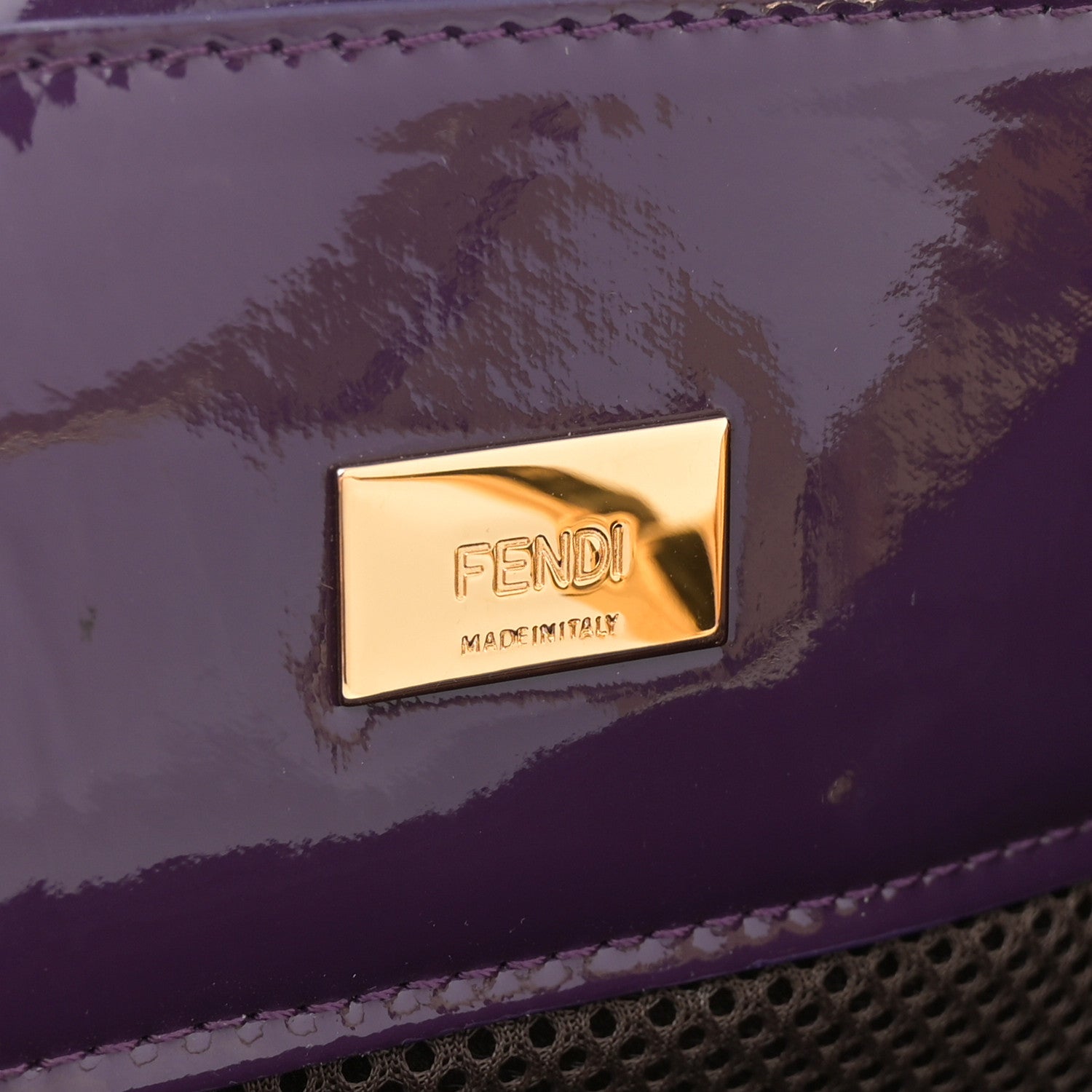 Fendi Patent FF 1974 Embossed Medium Shopping Flap Bag Purple 6 of 11