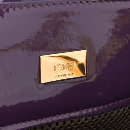 Fendi Patent FF 1974 Embossed Medium Shopping Flap Bag Purple 6 of 11