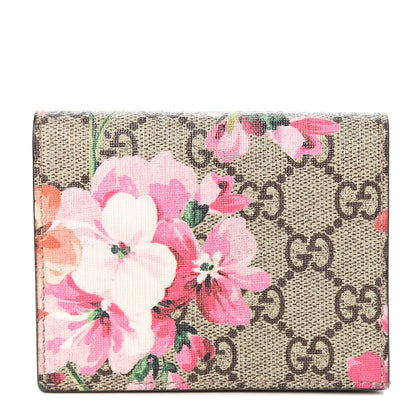 Gucci GG Supreme Monogram Blooms Card Case Beige Multicolor Dry Rose 1 of 6