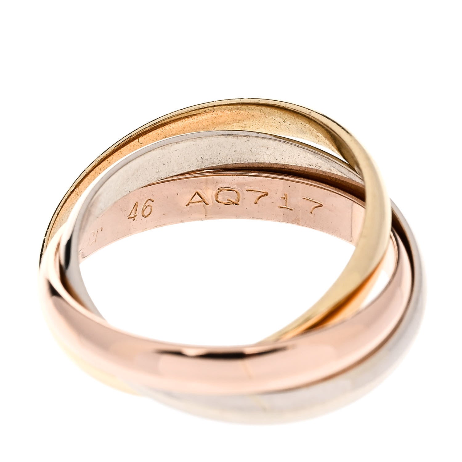 Cartier 18K Pink Yellow White Gold Small Trinity Ring 46 3.75 6 of 6