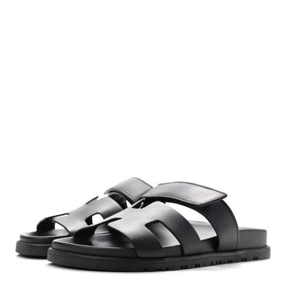 Hermes Calfskin Womens Chypre Sandals 38 Black 3 of 8