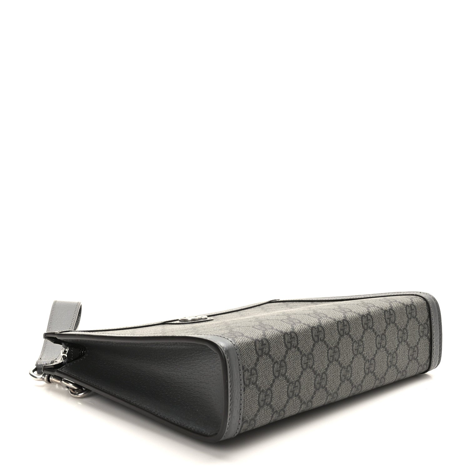 Gucci GG Supreme Monogram Textured Dollar Calfskin Ophidia Wristlet Pouch Grey Black Graphite Grey 4 of 9