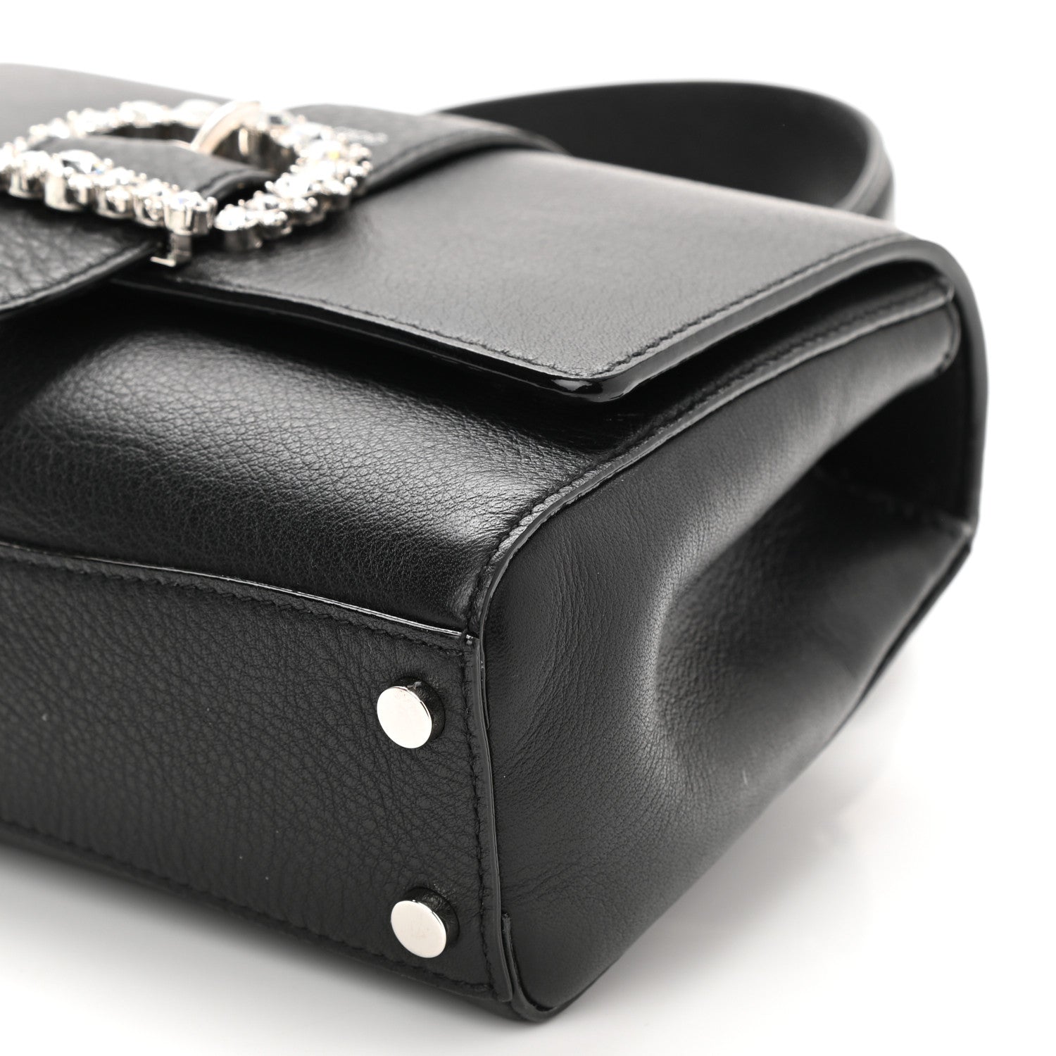 Jimmy Choo Calfskin Crystal Small Cheri Top Handle Bag Black 8 of 8