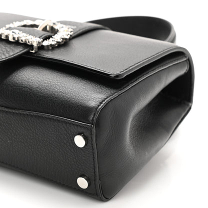 Jimmy Choo Calfskin Crystal Small Cheri Top Handle Bag Black 8 of 8