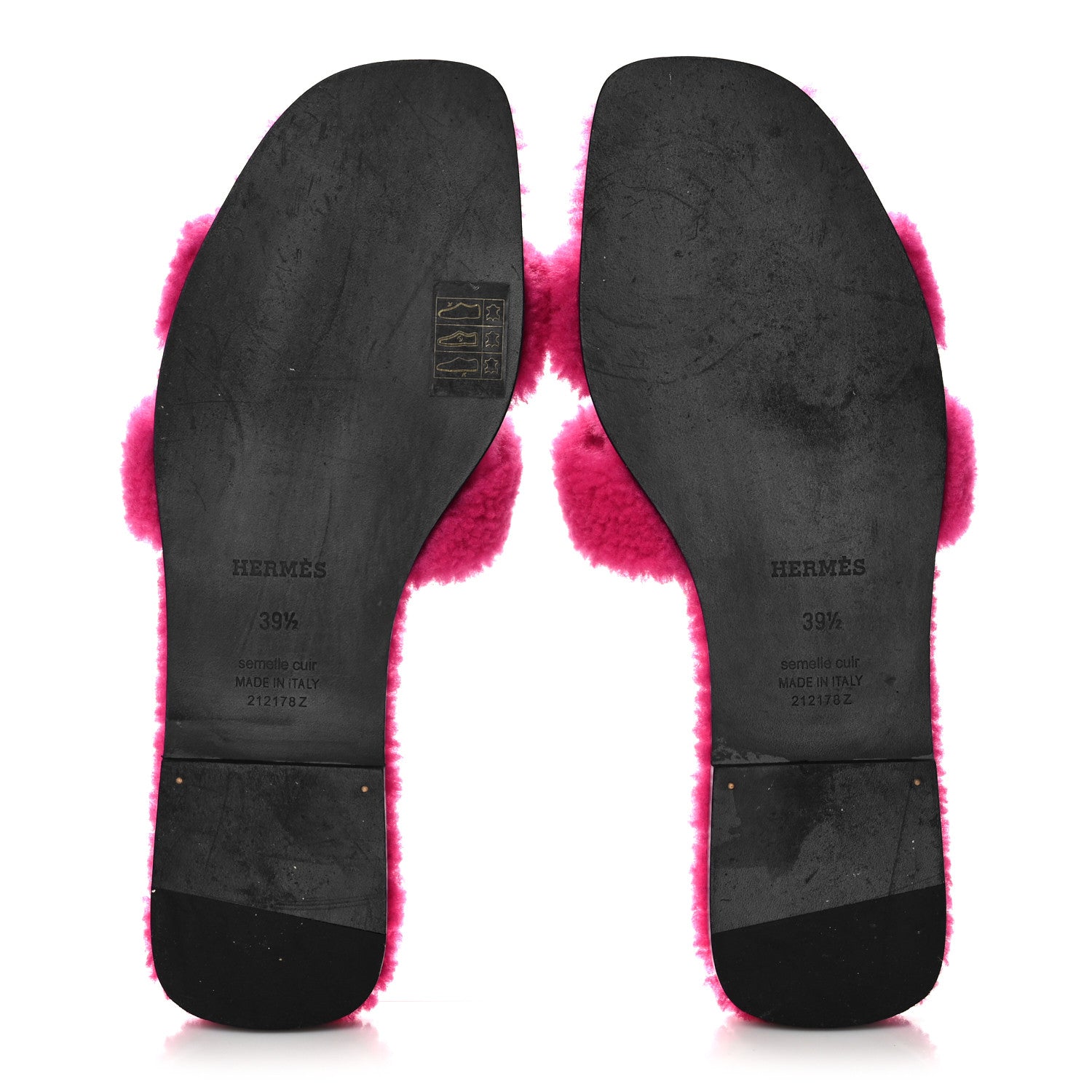Hermes Woolskin Oran Sandals 39.5 Rose Fuchsia 5 of 7