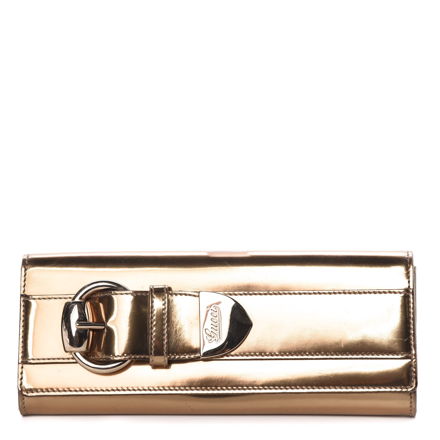 Gucci Patent Romy Clutch Gold 1 of 8