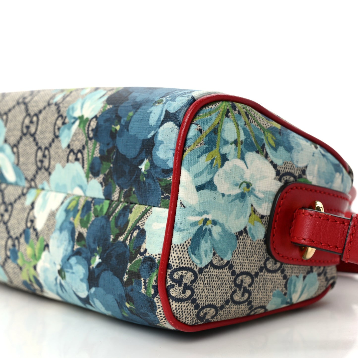 GG Supreme Monogram Blooms Mini Boston Navy Blue Hibiscus