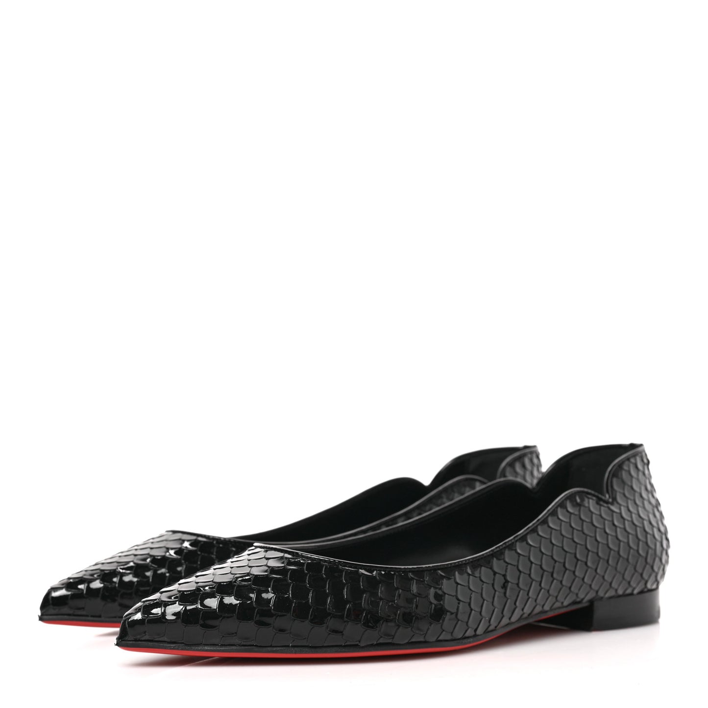 Patent Snakeskin Embossed Hot Chickita Flats 37 Black
