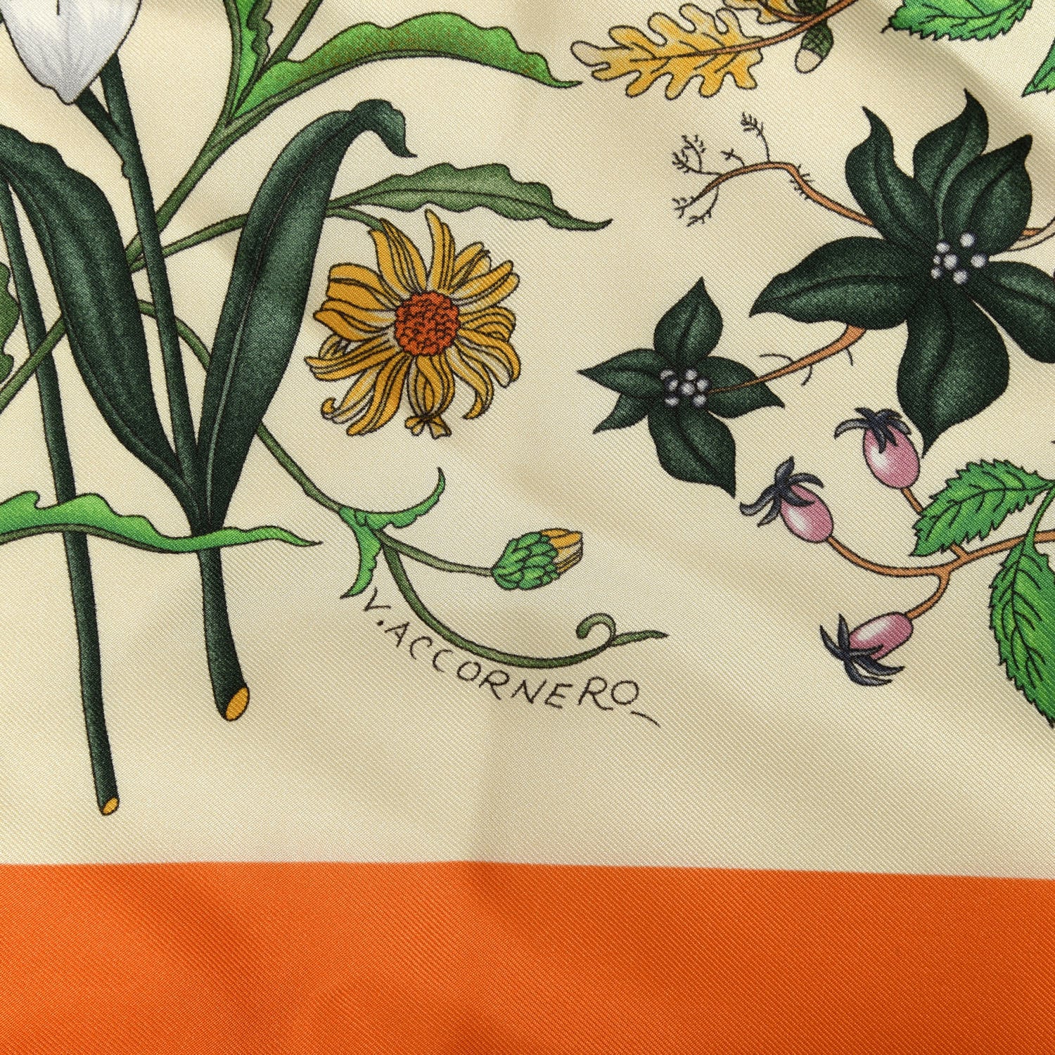 Gucci Silk Twill Flora Fluo Square Scarf Ivory Orange 5 of 6