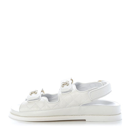 Chanel Grained Calfskin Velcro Dad Sandals 37 White 1 of 11