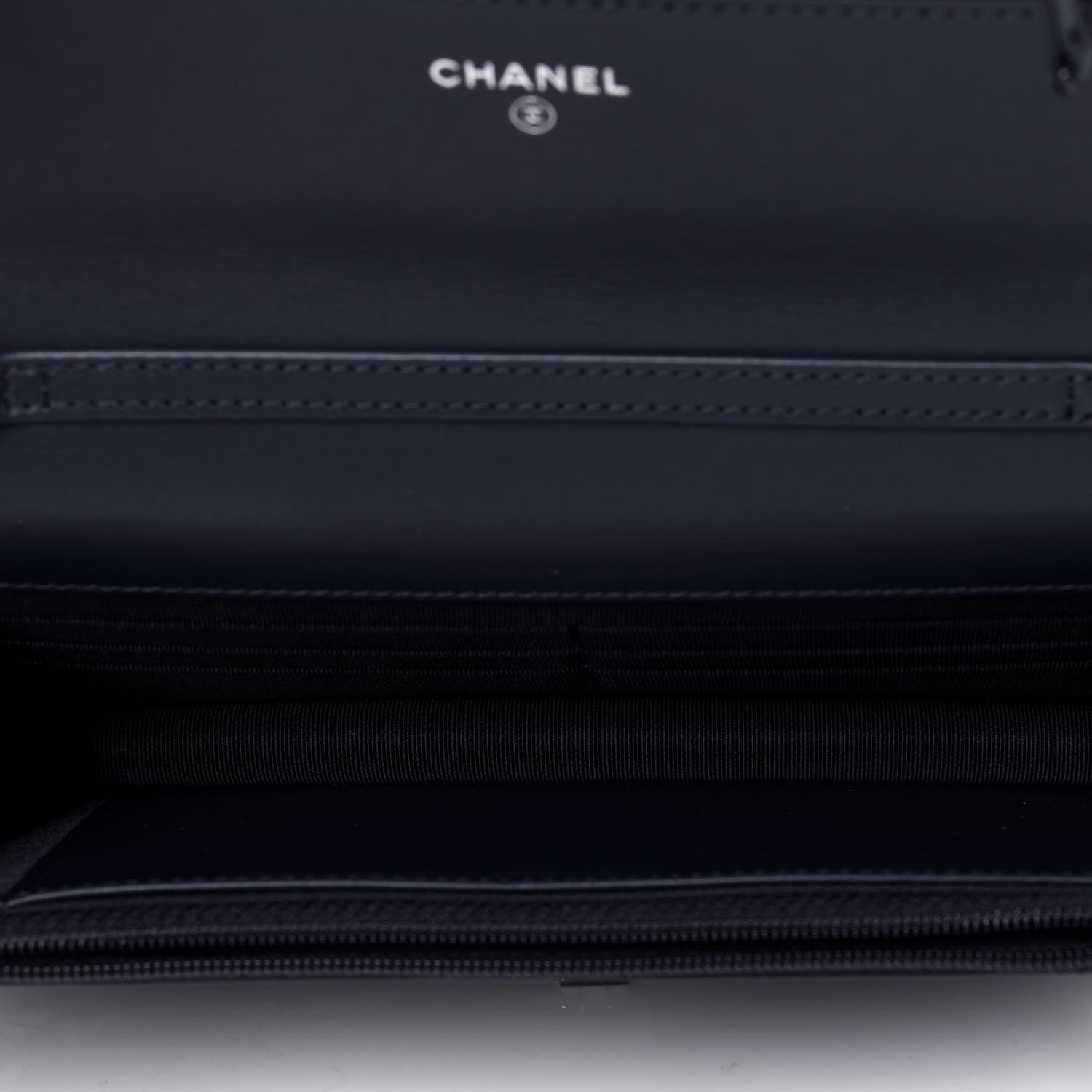 Chanel Canvas Printed Quilted 2.55 Reissue Wallet On Chain WOC White Black Navy Blue 5 of 13