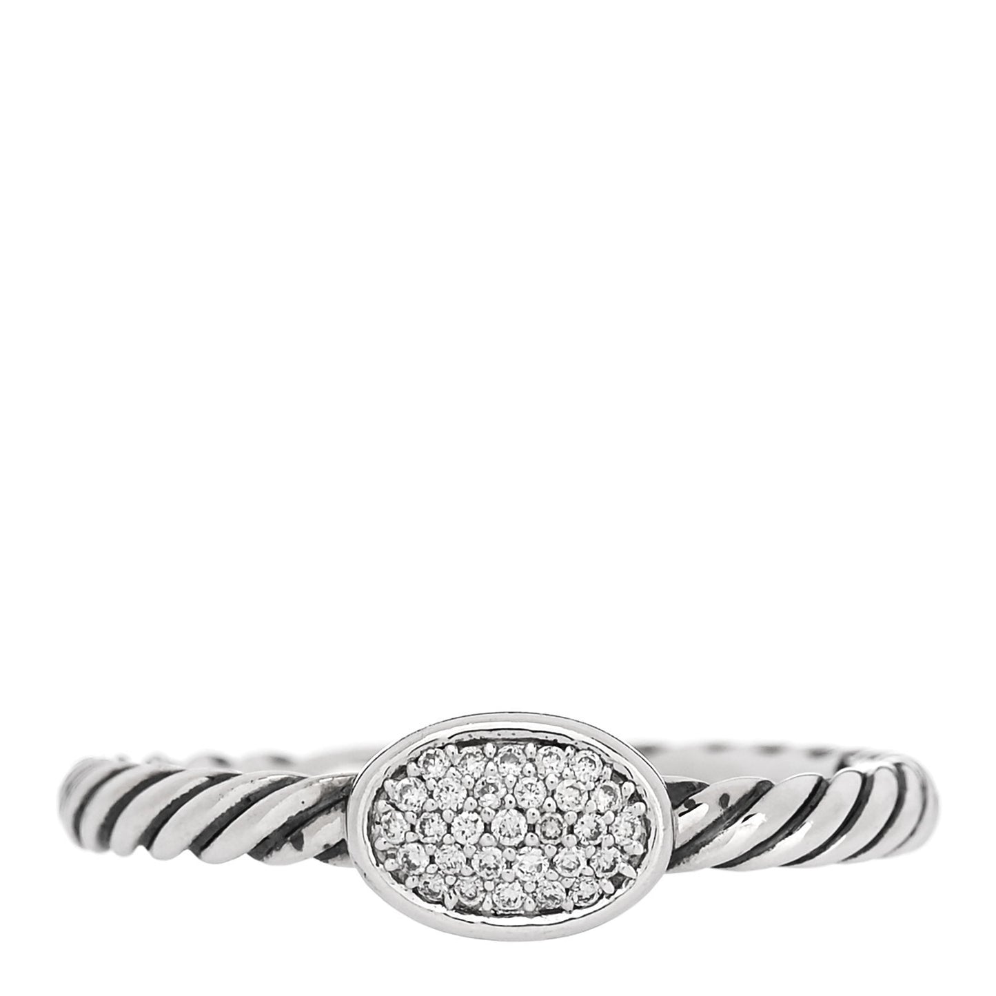 Sterling Silver Diamond Pave Cable Classics Oval Ring 54 7