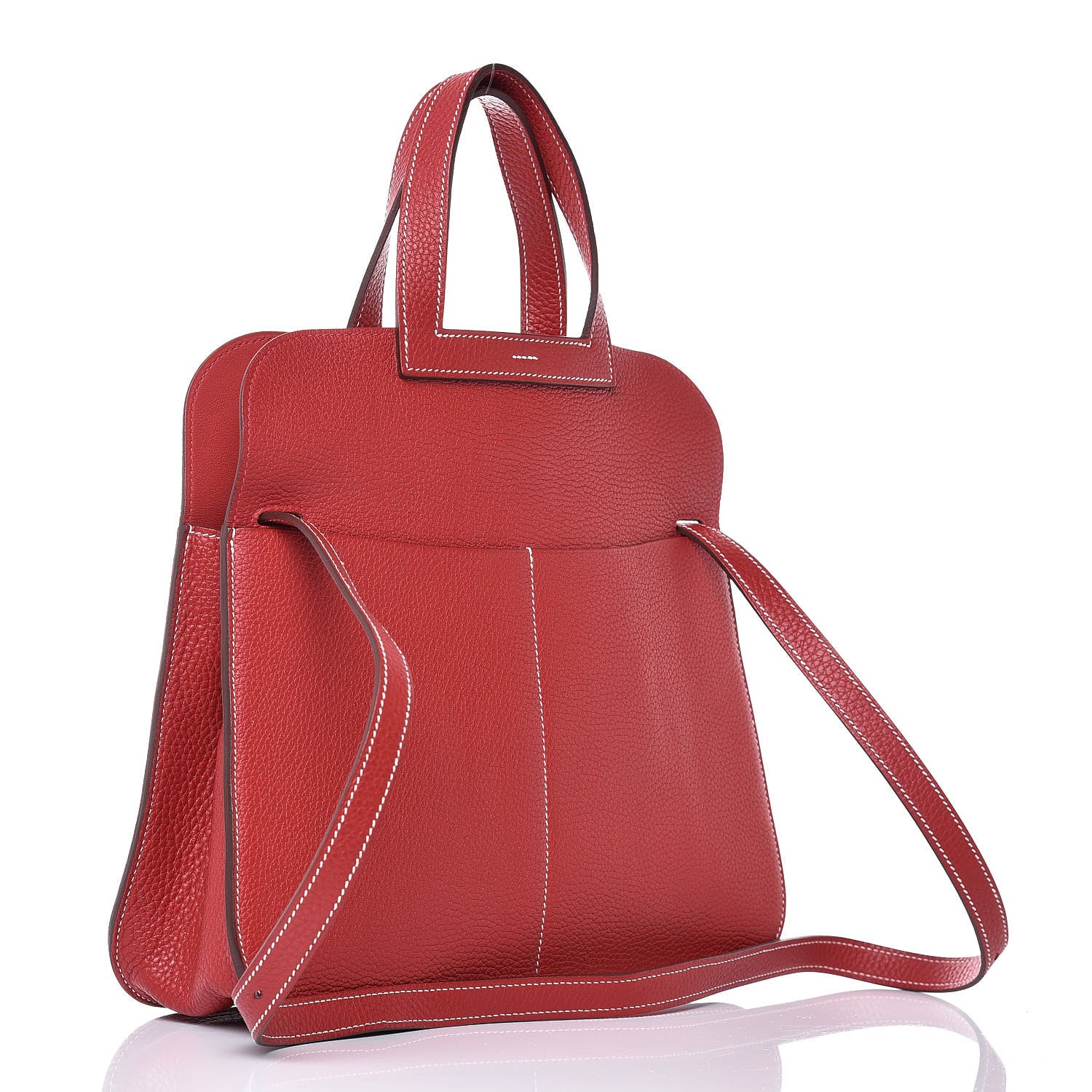 Hermes Taurillon Clemence Halzan 31 GM Rouge Casaque 4 of 10