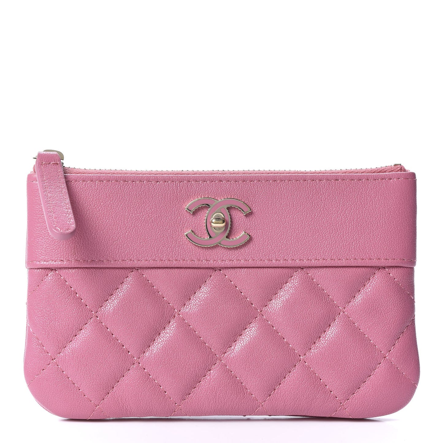 Sheepskin Quilted Small Vintage Mademoiselle Cosmetic Case Dark Pink