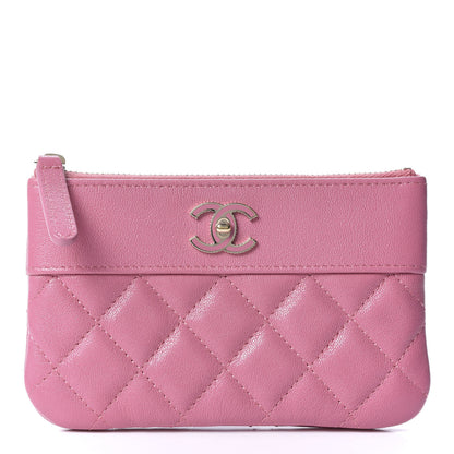 Chanel Sheepskin Quilted Small Vintage Mademoiselle Cosmetic Case Dark Pink 1 of 8