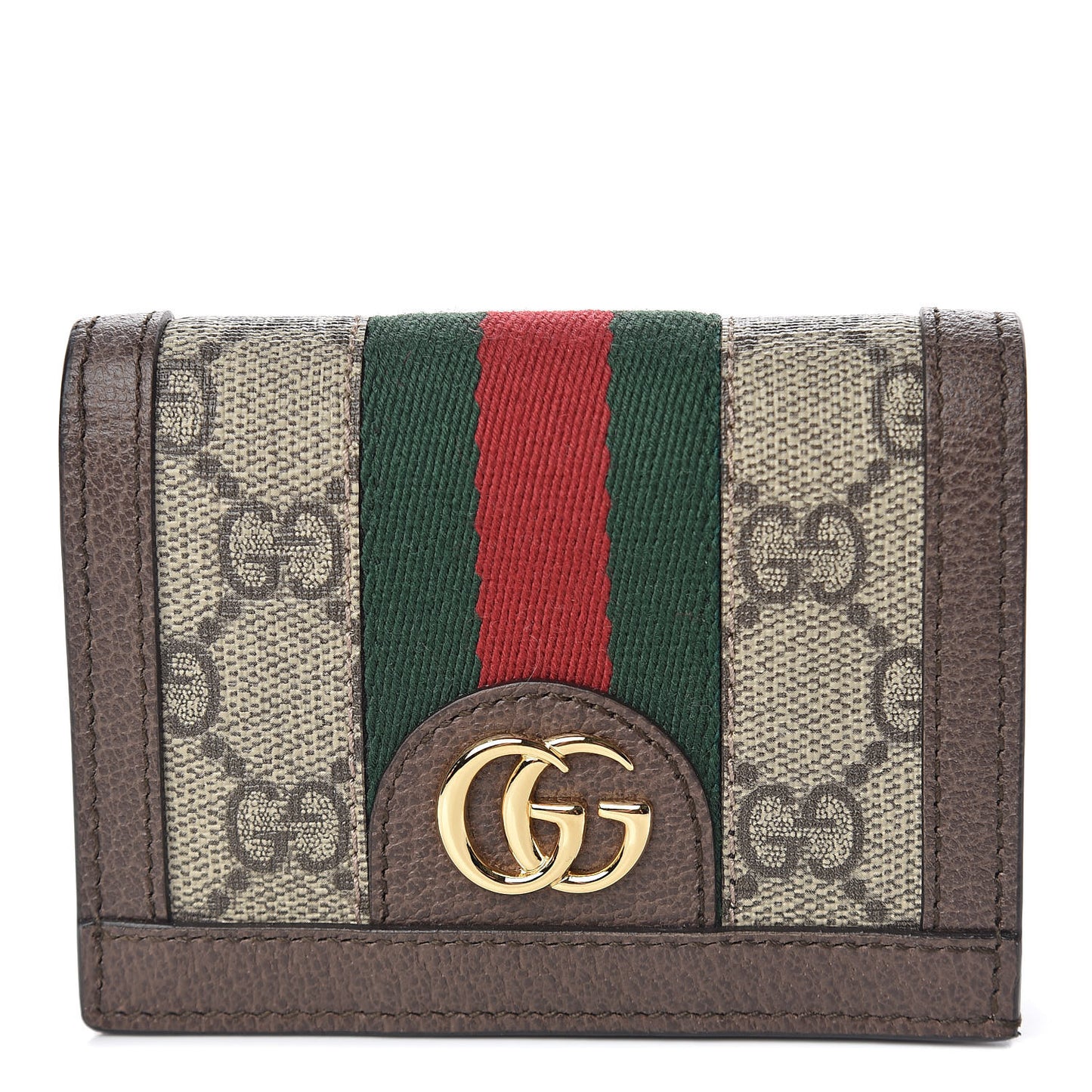 GG Supreme Monogram Web Ophidia Card Case Beige New Acero