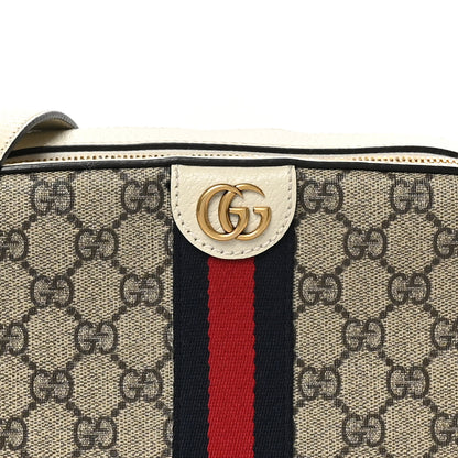 Gucci GG Supreme Monogram Textured Calfskin Web Small Ophidia Camera Bag Beige Ebony Mystic White 7 of 9