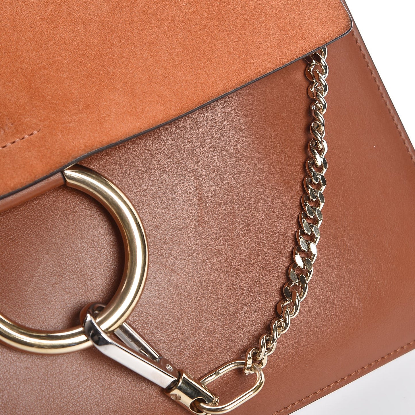 Suede Calfskin Medium Faye Shoulder Bag Tobacco