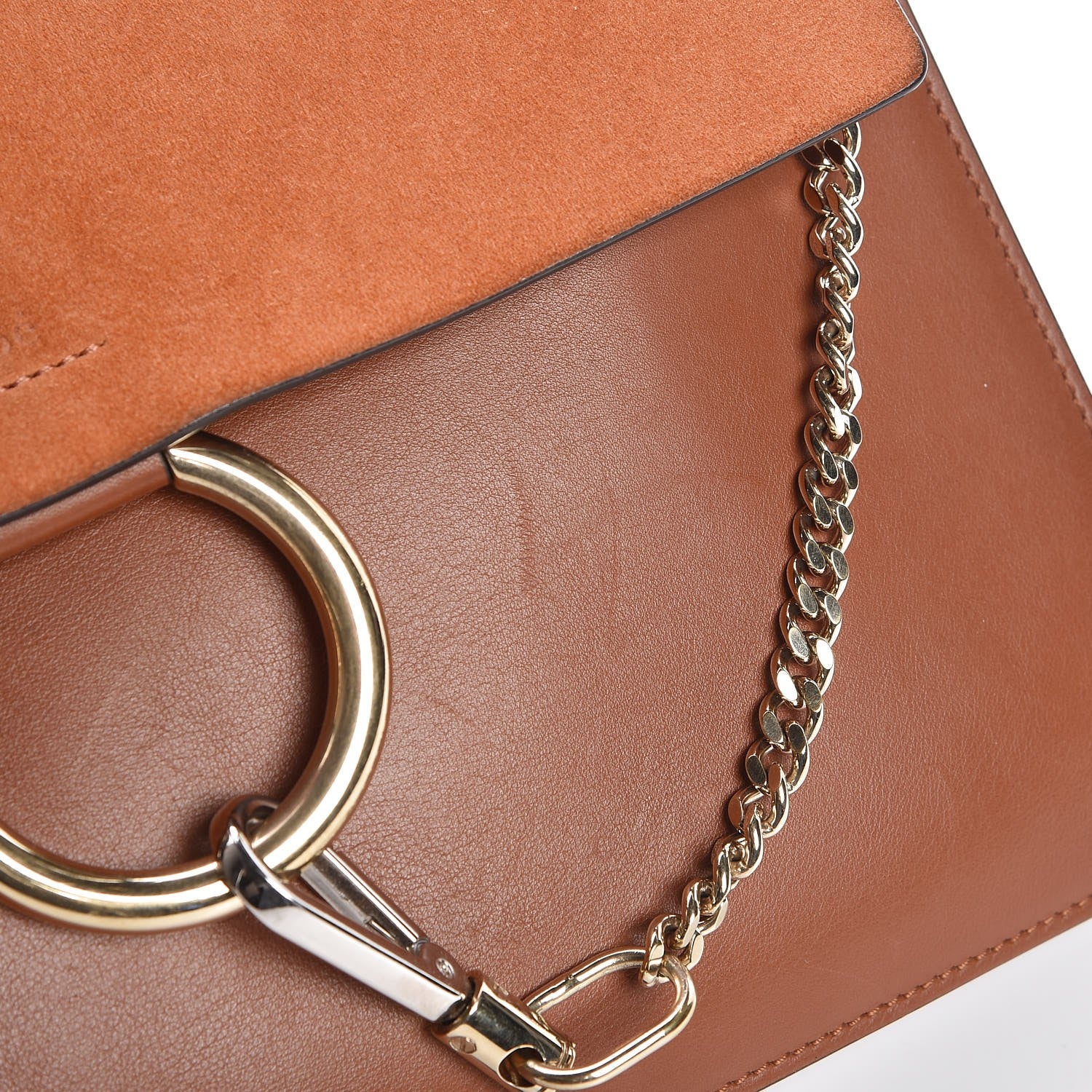 Chloe Suede Calfskin Medium Faye Shoulder Bag Tobacco 11 of 12