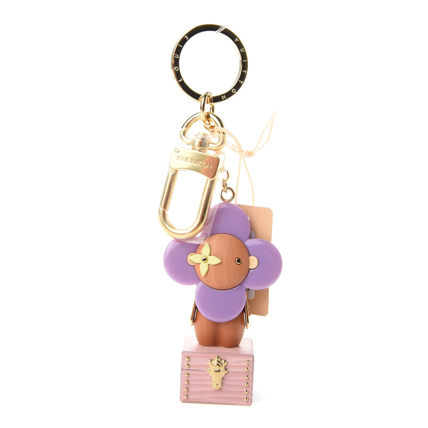 Louis Vuitton Resin Wood Vivienne Trunk Bag Charm Key Holder Pink 1 of 4