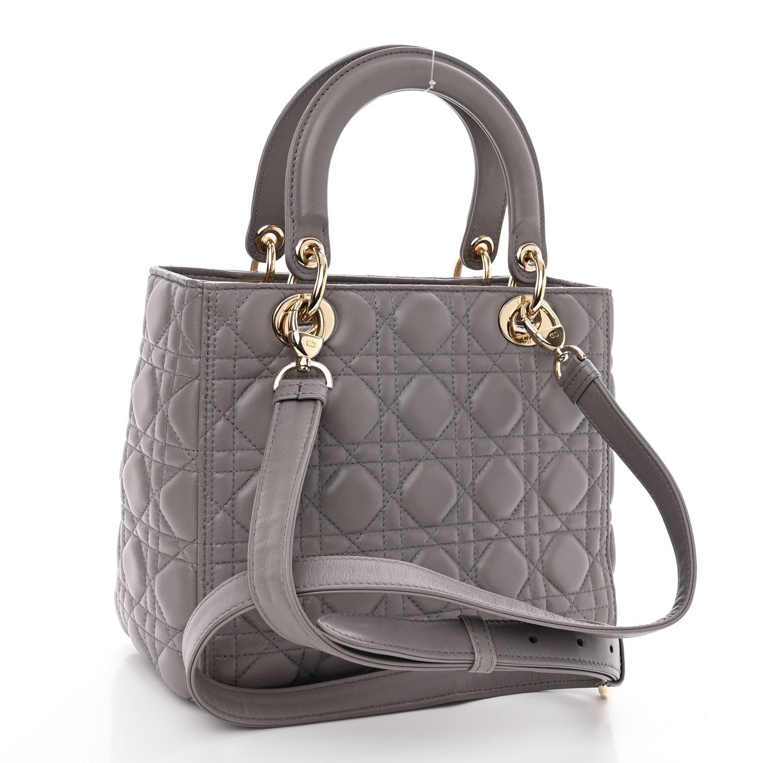 Christian Dior Lambskin Cannage Medium Lady Dior Grey 3 of 9