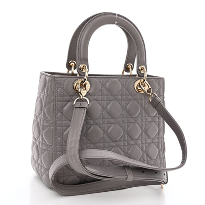 Christian Dior Lambskin Cannage Medium Lady Dior Grey 3 of 9