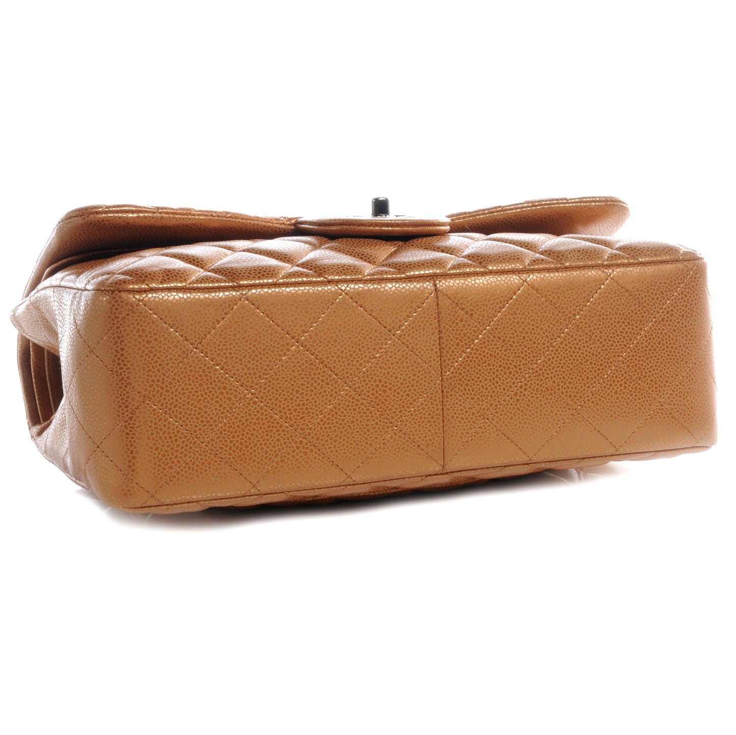 Metallic Caviar Quilted Jumbo Double Flap Copper