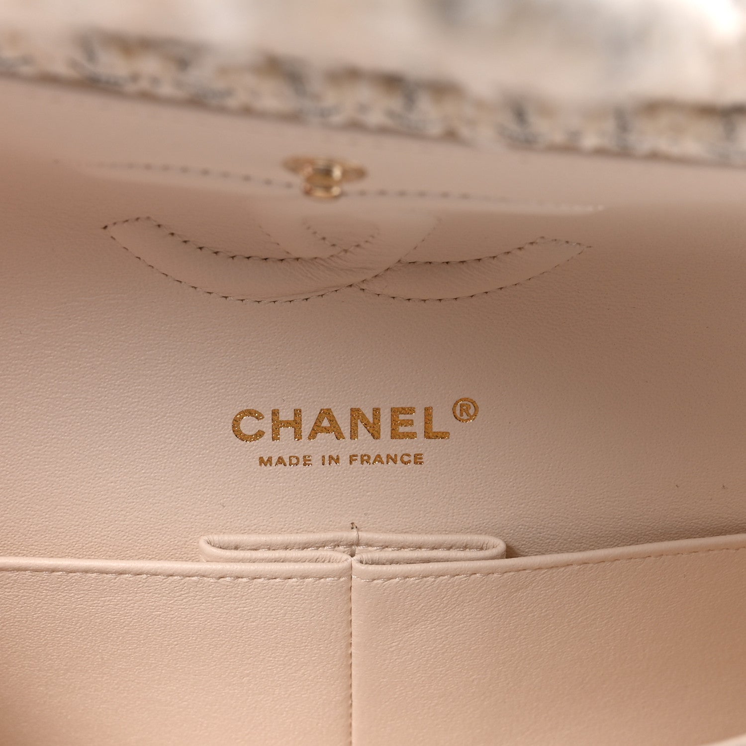 Chanel Tweed Patchwork Medium Double Flap White 6 of 10