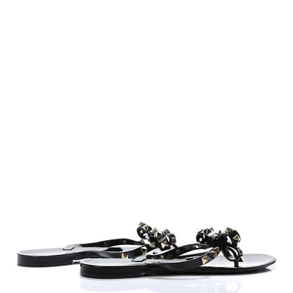 Valentino Garavani PVC Jelly Rockstud Bow Thong Sandals 39 Black 4 of 7