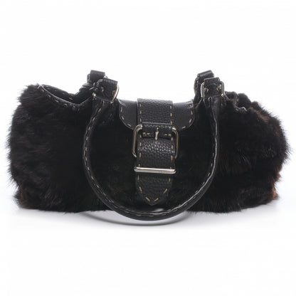 Fendi Mink Fur Calfskin Romano Selleria Shoulder Bag Brown 1 of 7