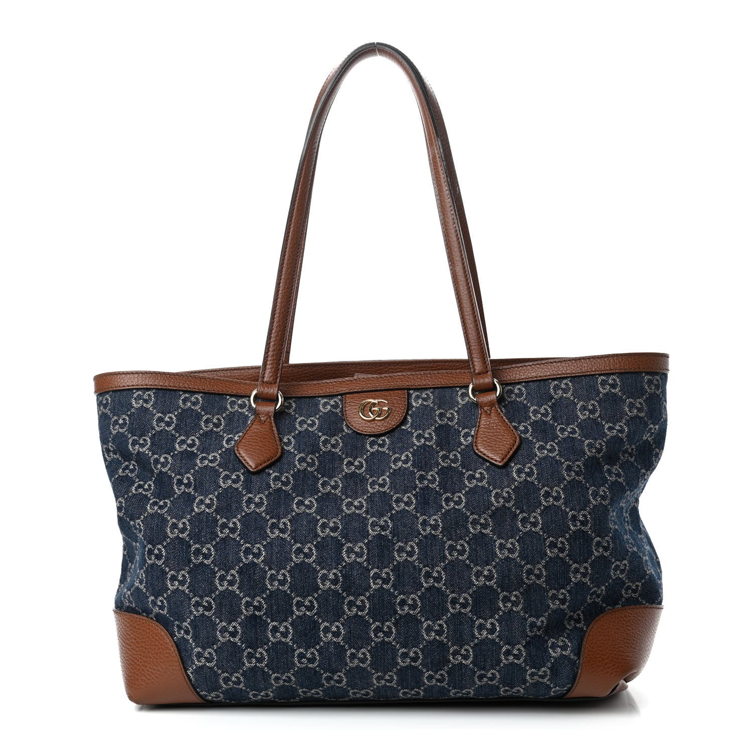 Gucci New Denim GG Monogram Medium Ophidia Shopping Tote Blue Tea Cuir 1 of 12