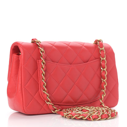 Chanel Lambskin Quilted Mini Rectangular Flap Coral 3 of 10