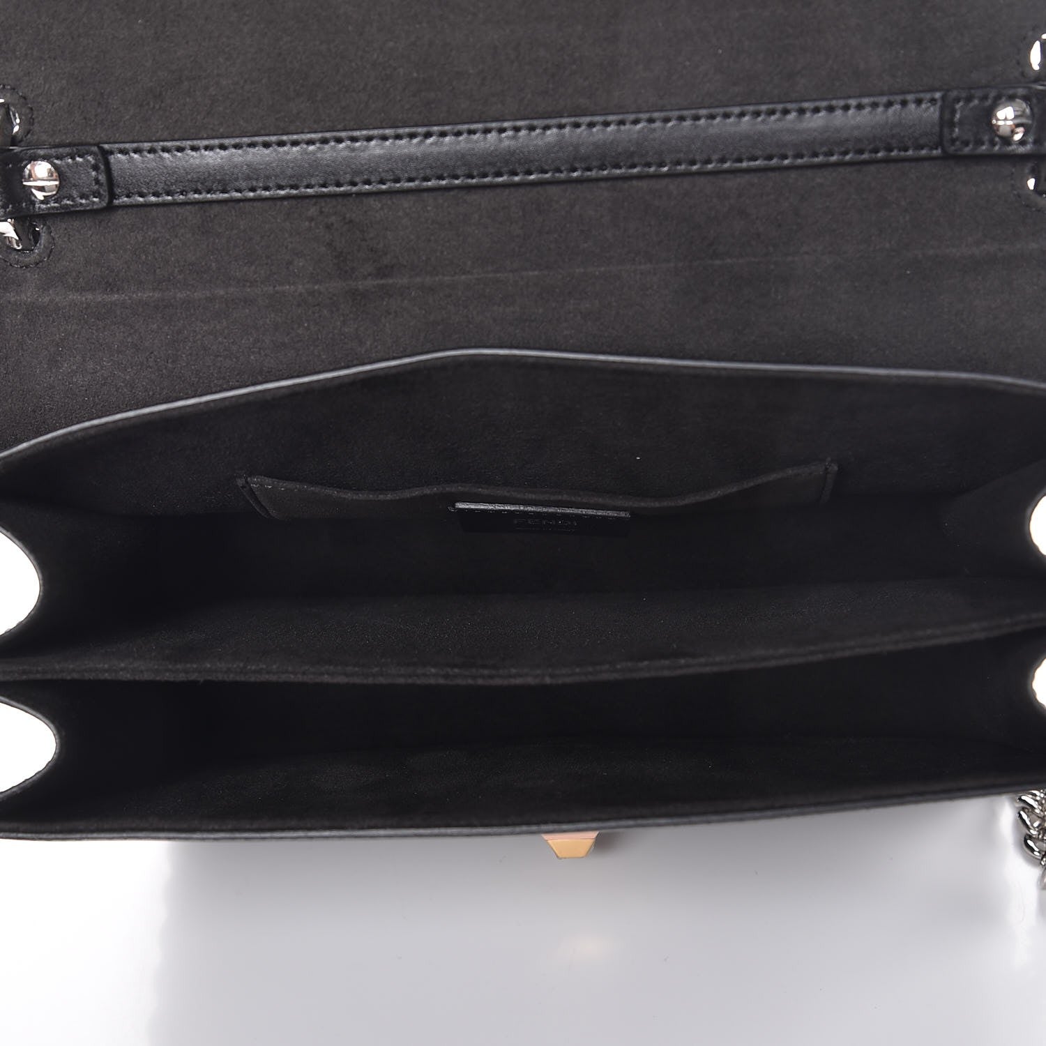 Fendi Vitello Liberty Scalloped Spike Studded Kan I Shoulder Bag Black Multicolor 6 of 8