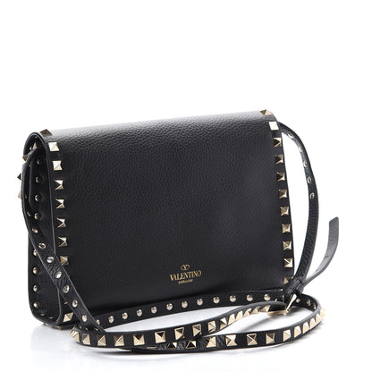 Valentino Garavani Pebbled Calfskin Medium Rockstud Flip Lock Crossbody Bag Black 2 of 10