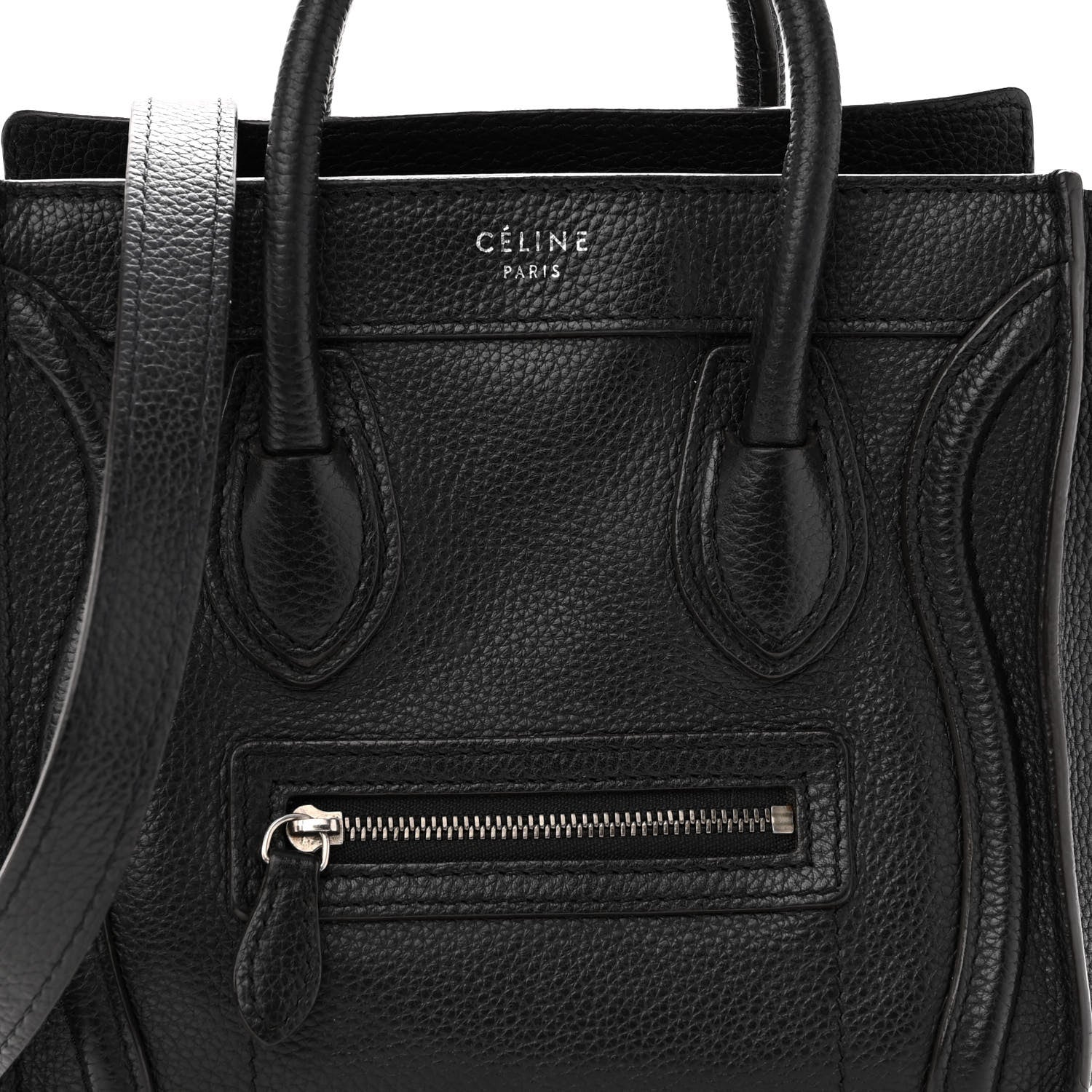 Celine Drummed Calfskin Nano Luggage Black 6 of 16