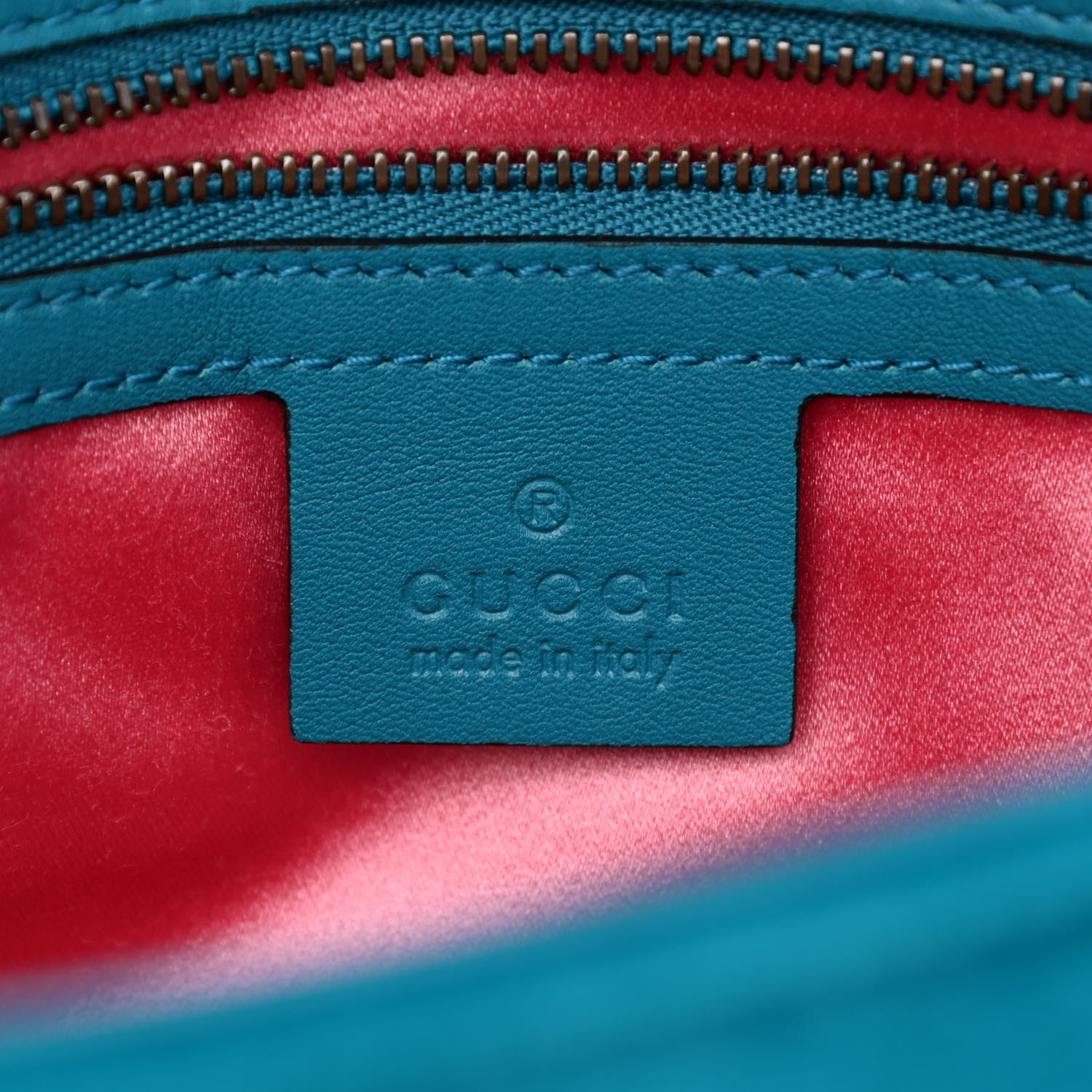 Gucci Velvet Matelasse Small GG Marmont Shoulder Bag Pavone Cyan 6 of 11