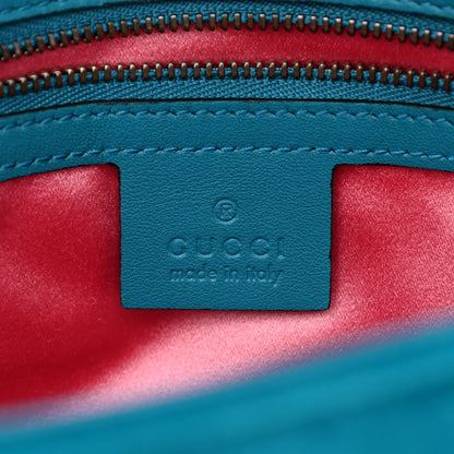 Gucci Velvet Matelasse Small GG Marmont Shoulder Bag Pavone Cyan 6 of 11