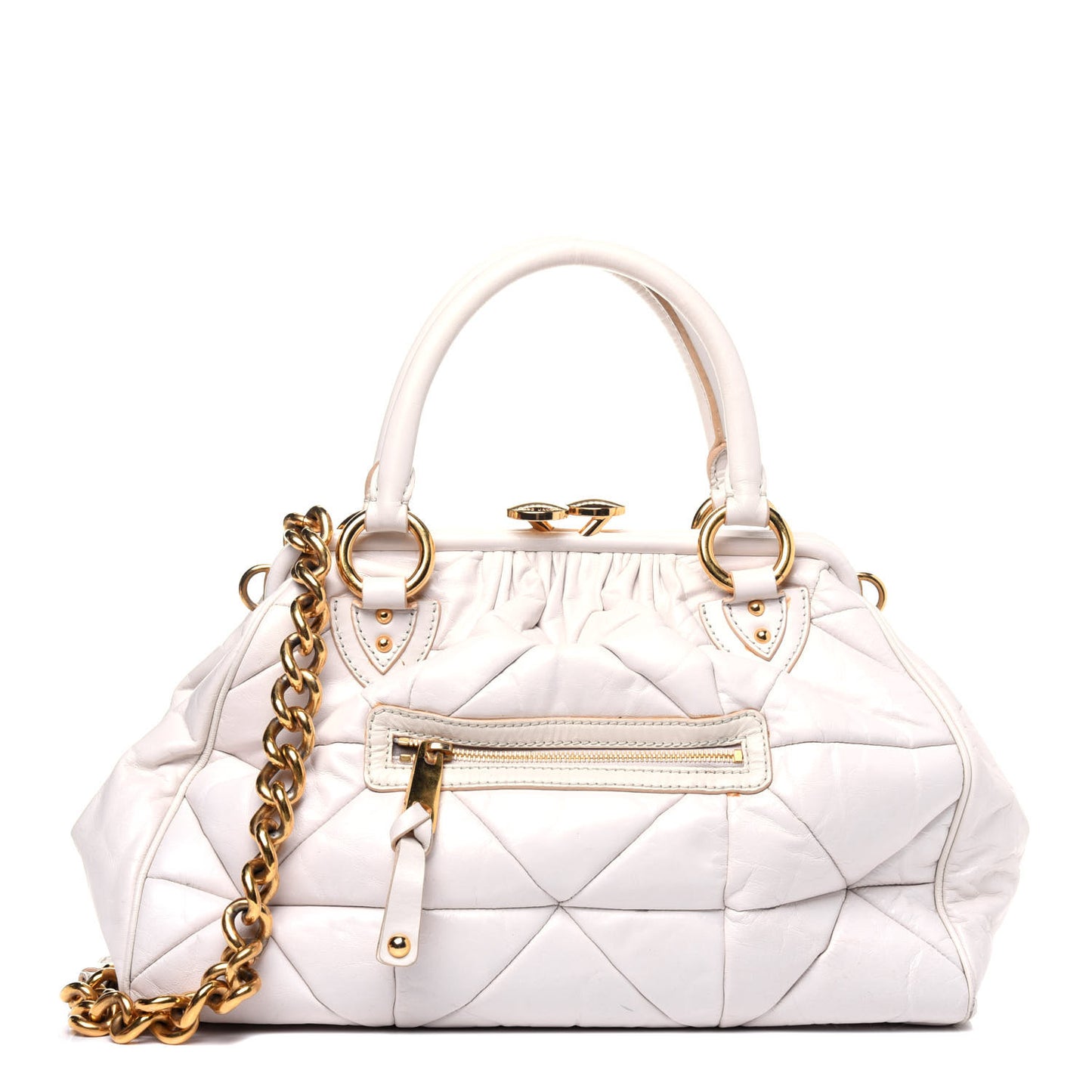 Calfskin Quilted Stam White