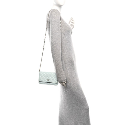 Chanel Caviar Quilted Wallet on Chain WOC Light Blue 3 of 23