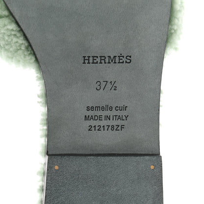 Hermes Woolskin Oran Sandals 37.5 Vert D'Eau 7 of 8