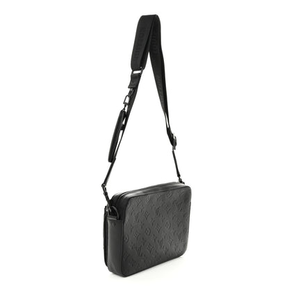 Louis Vuitton Calfskin Monogram Shadow Trio Messenger Black 3 of 10