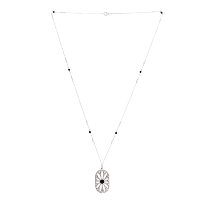 Tiffany Sterling Silver Black Onyx Pearl Ziegfeld Daisy Pendant Necklace 3 of 6