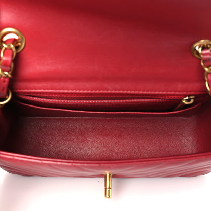 Chanel Lambskin Chevron Quilted Mini Rectangular Flap Red 5 of 15