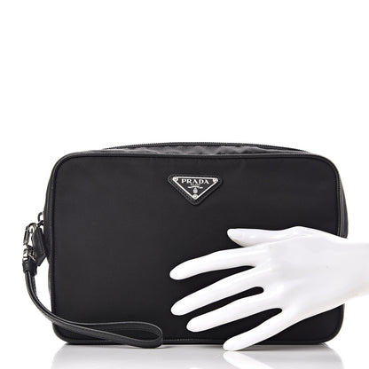 Prada Tessuto Nylon Saffiano Wristlet Black 2 of 10