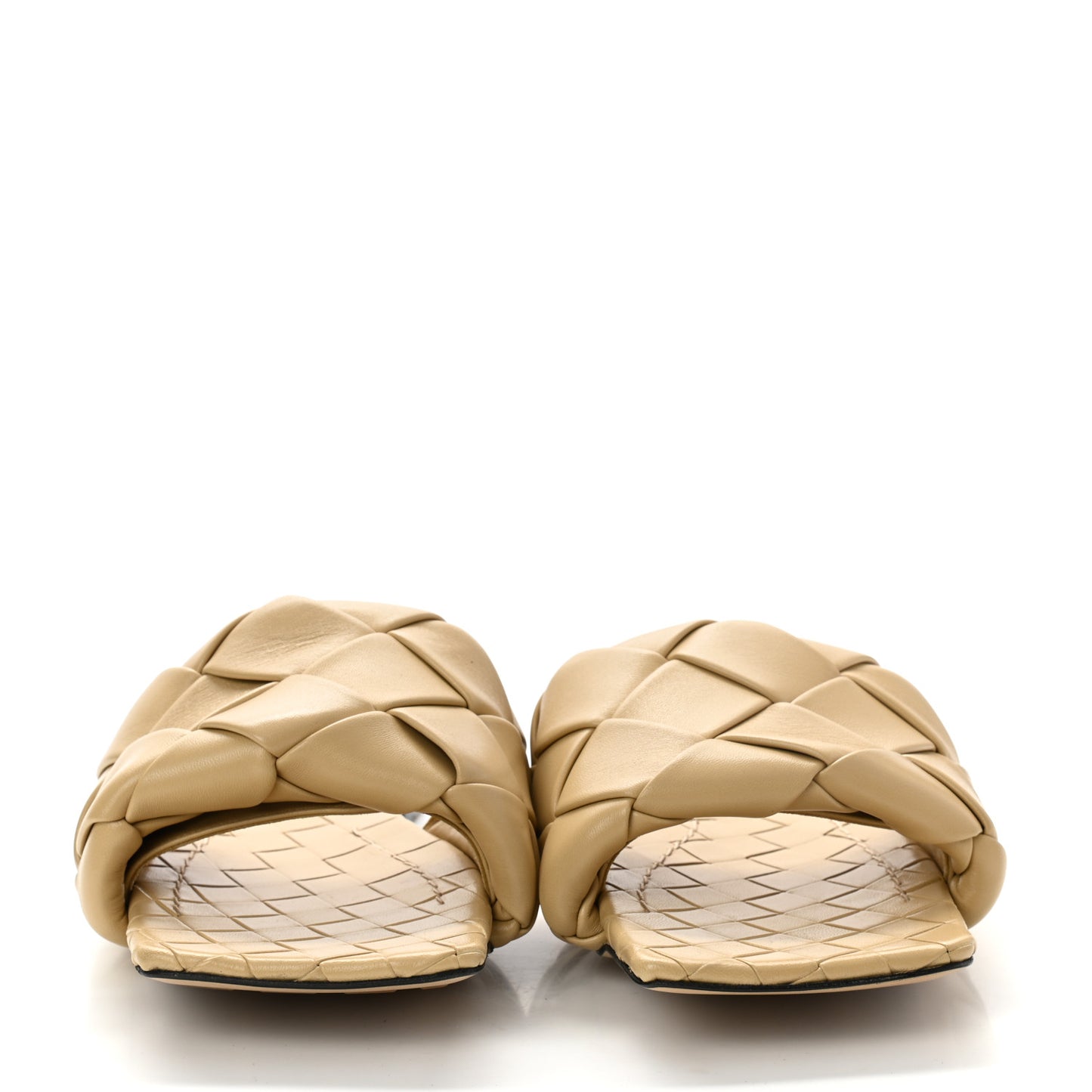 Nappa Maxi Intrecciato Lido Flat Sandals 39 Cane Sugar