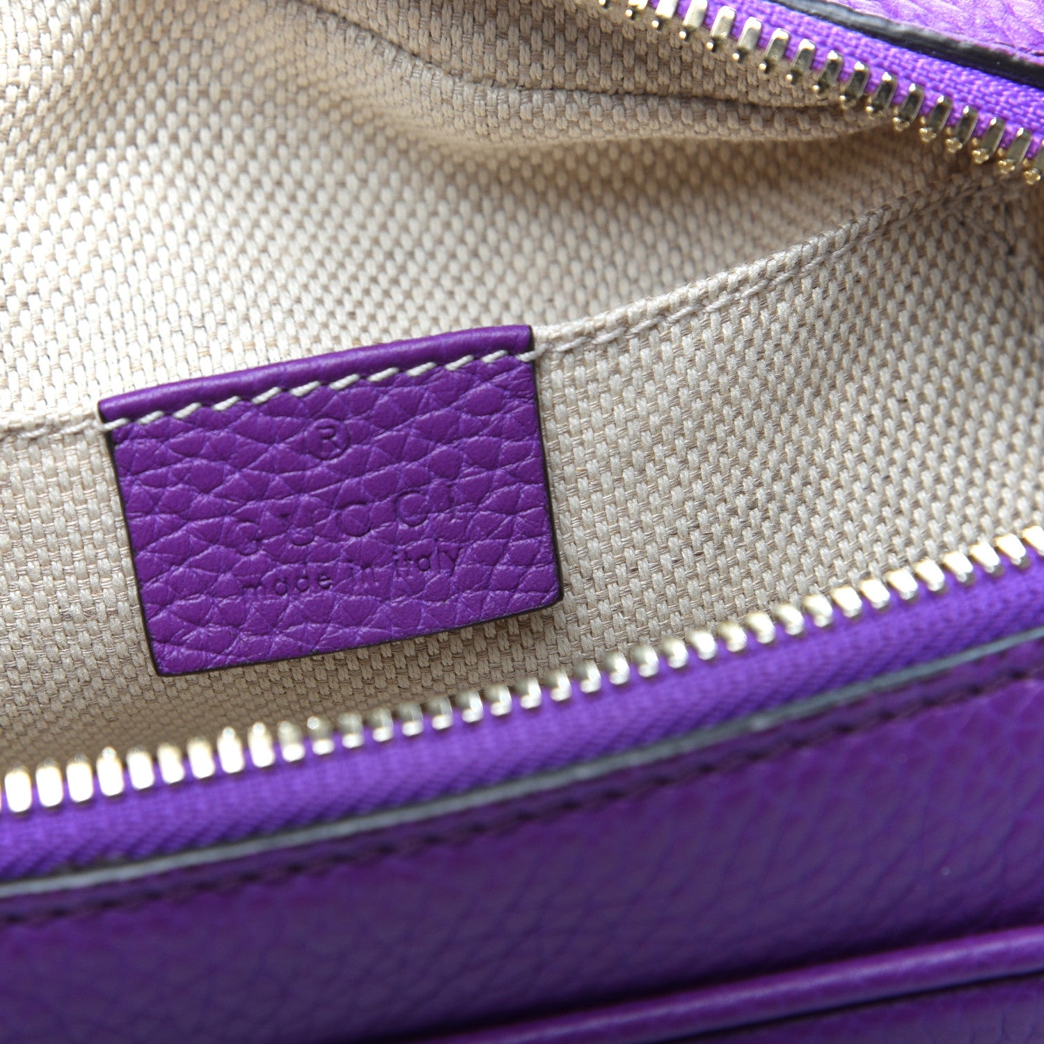 Gucci Pebbled Calfskin Small Soho Disco Bag Shine Purple 7 of 9